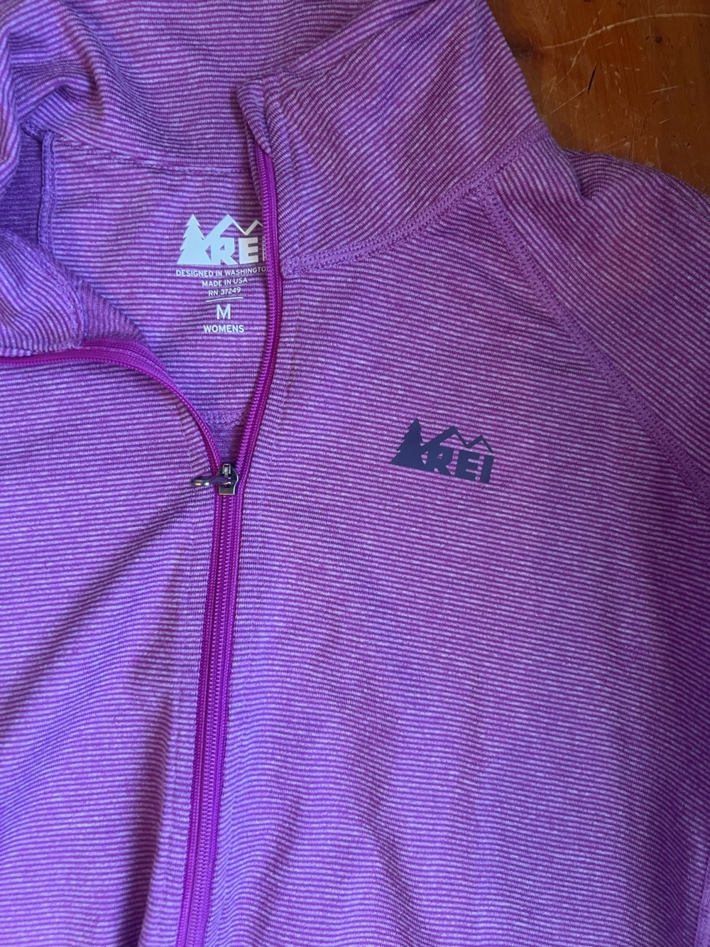 REI Women's Purple Striped 1/4 zip Hoodie
